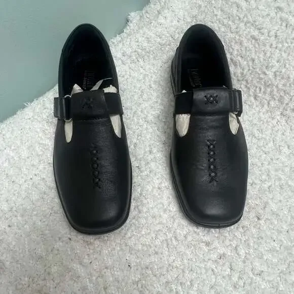 Hotter Sunset Black Leather Comfort Slip-On Shoes Sz US 9.5 UK 7.5 England Made - Picture 1 of 11